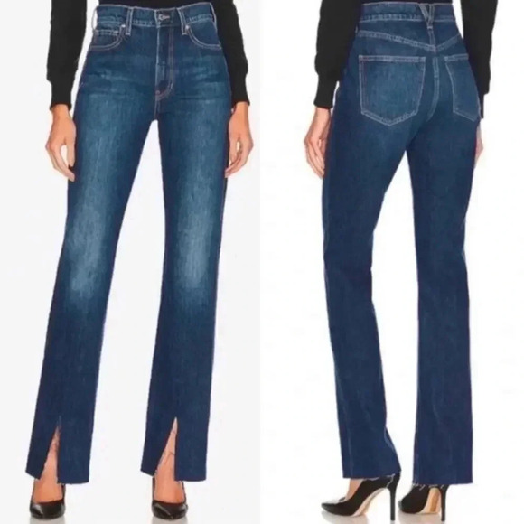 New Veronica Beard Keane Split Hem Straight-Leg Jeans in Bright Blue size 24 B48 - Picture 2 of 9